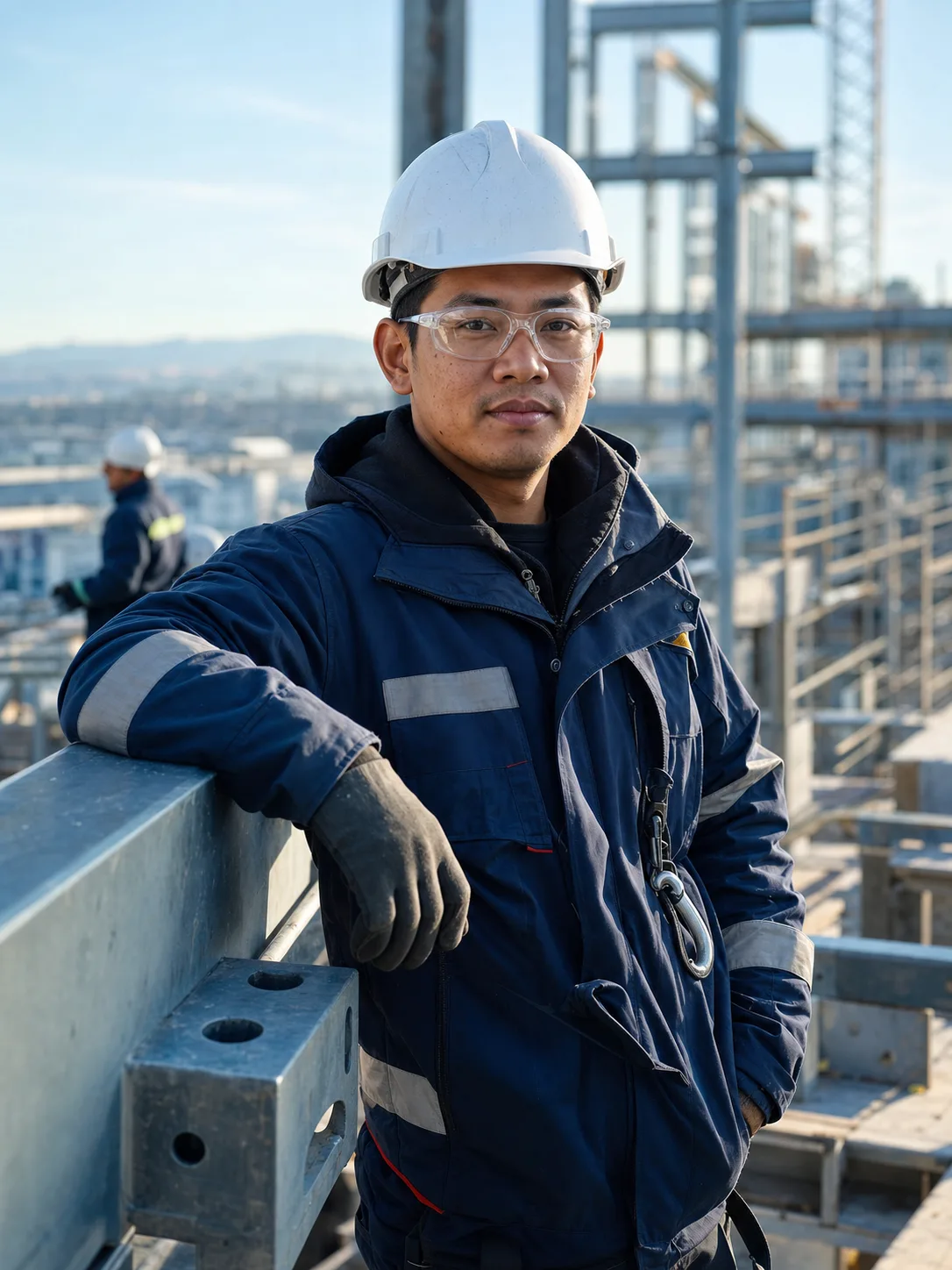 A Filipino construction professional at work on an Austrian building site