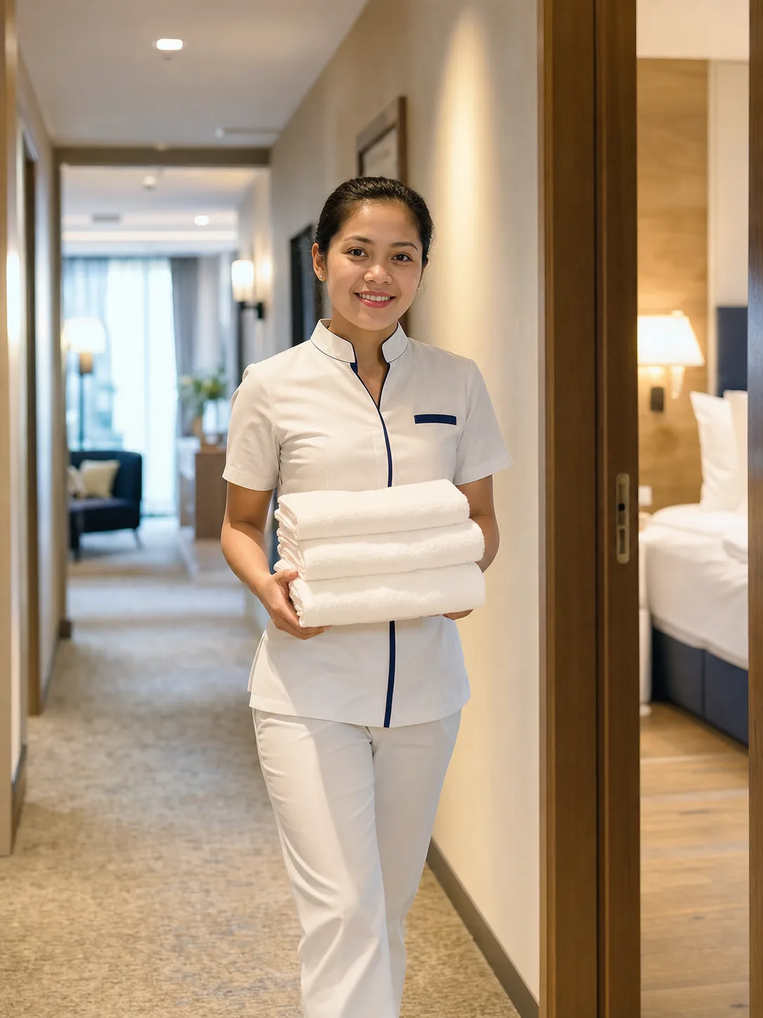 A Filipino hospitality professional at work in an Austrian hotel